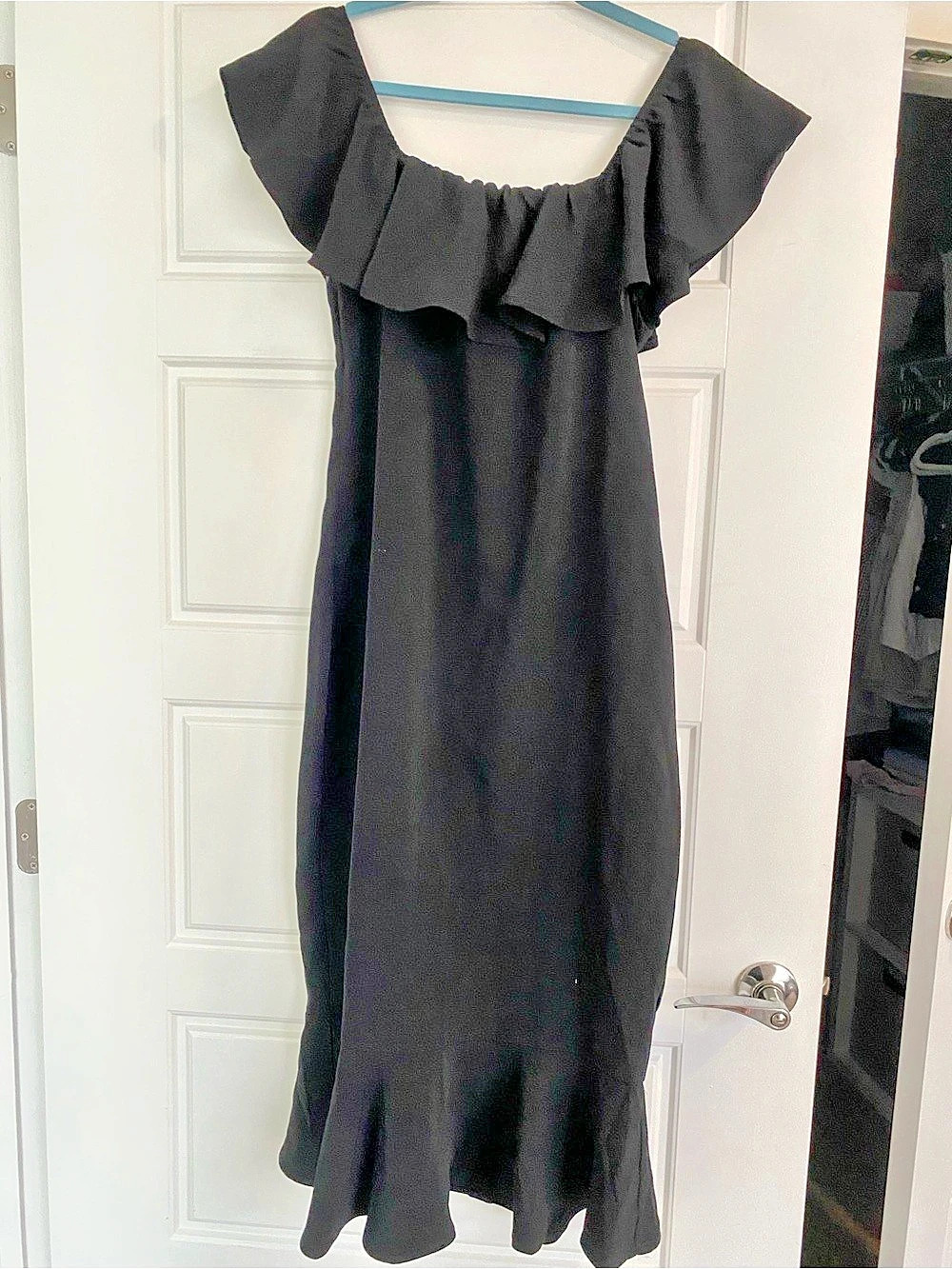 Pink Lily Black Off The Shoulder Ruffle Mermaid Night Out Midi-Dress Maxi Dress